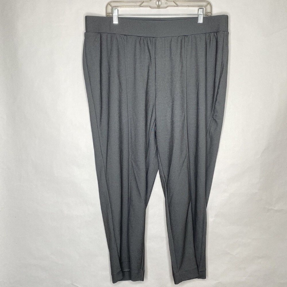 Catherine's Leggings Women 18/20 WPGray Black Stitched Crease Elastic Waist